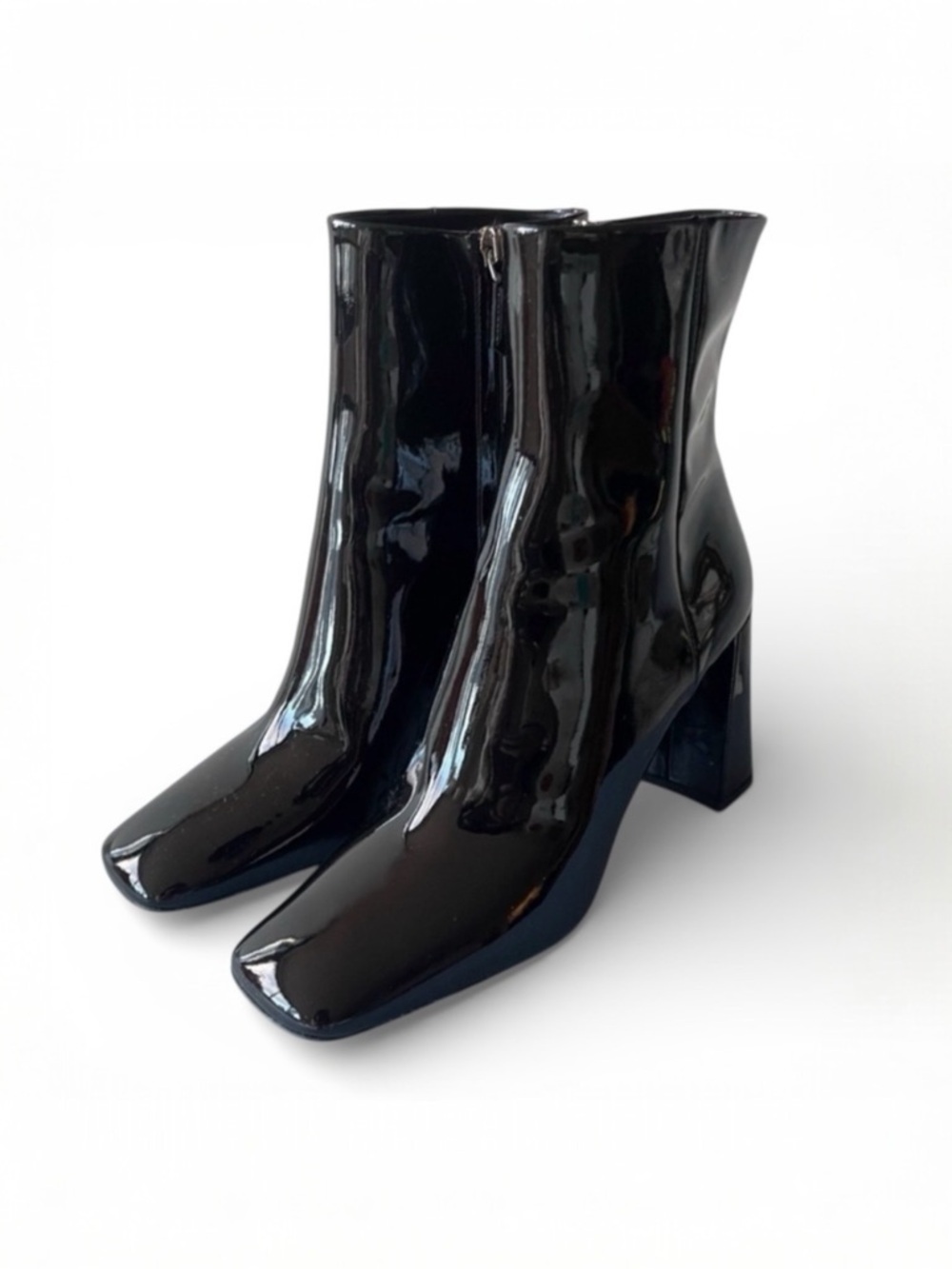 PRADA Square Toe Ankle Boots in‎ Black Patent size 6.5